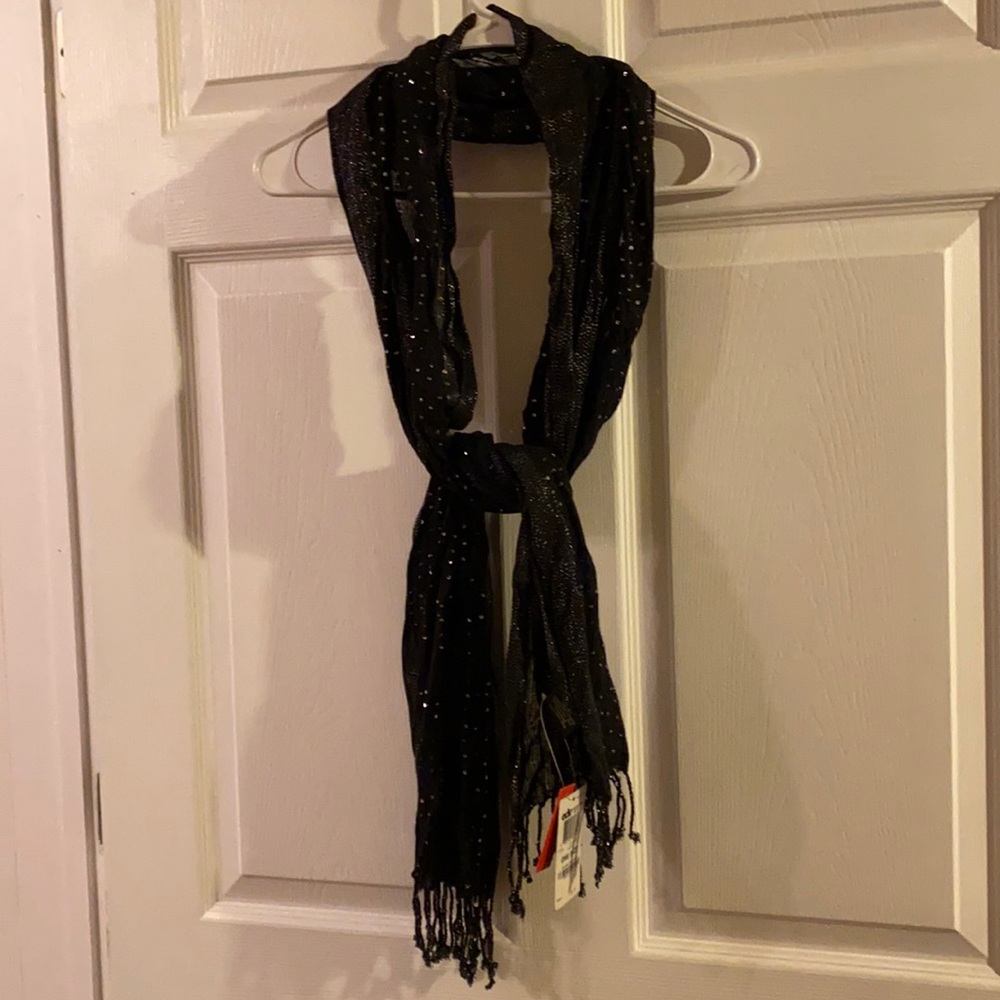 Style & Company black scarf with silver embellishments sewed in.